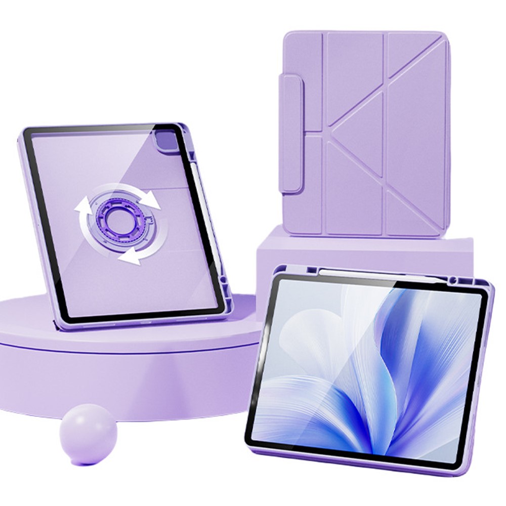 For iPad Pro 13 (2025) / 13 (2024) Case Folding Stand Magnetic Detachable Tablet Cover with Auto Sleep Wake - Purple