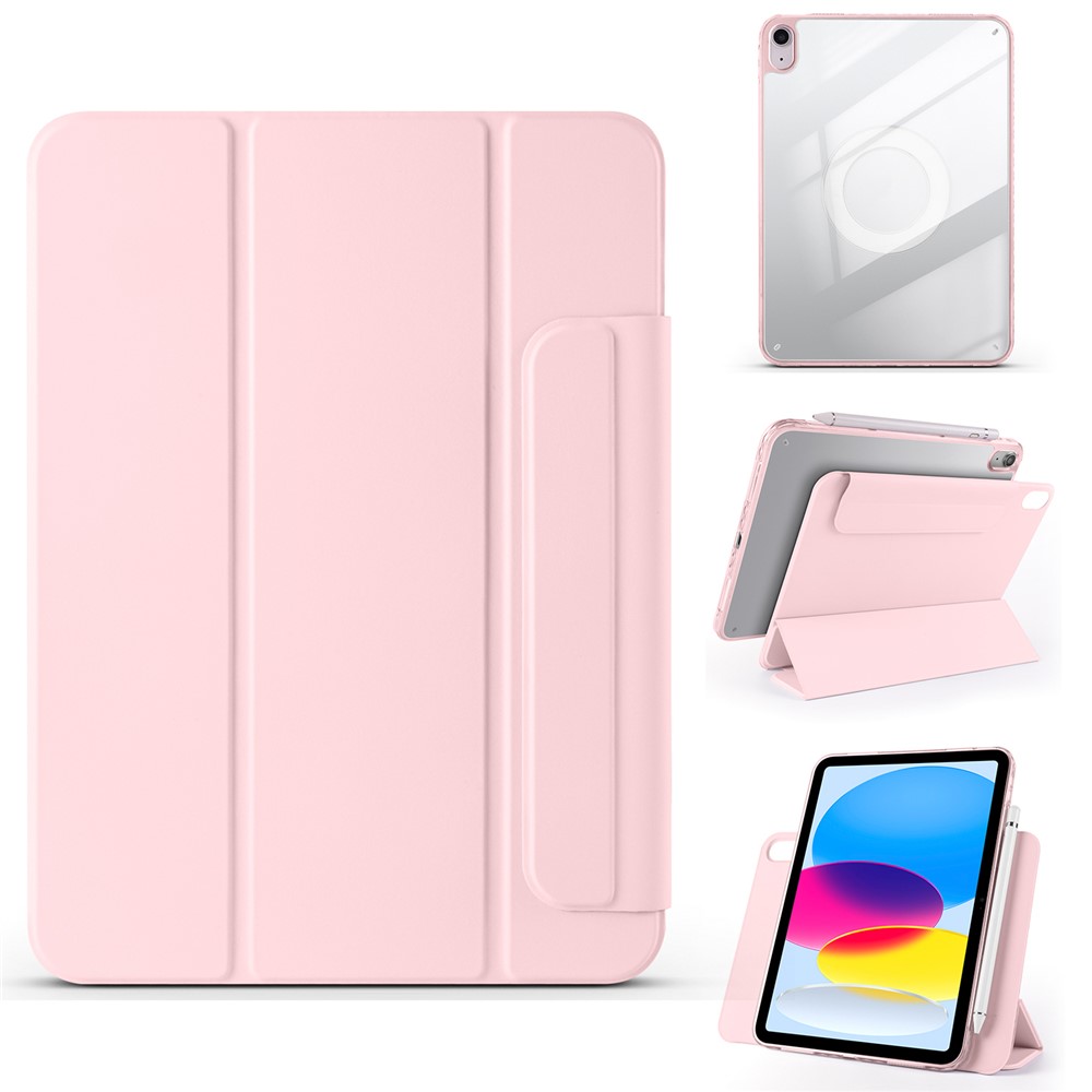 For iPad (2025)  /  10.9 (2022) Case Folding Stand Magnetic Leather Tablet Cover - Pink