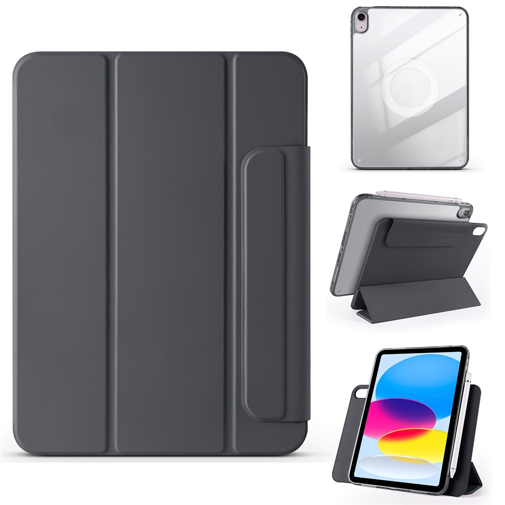 For iPad (2025)  /  10.9 (2022) Case Folding Stand Magnetic Leather Tablet Cover - Black