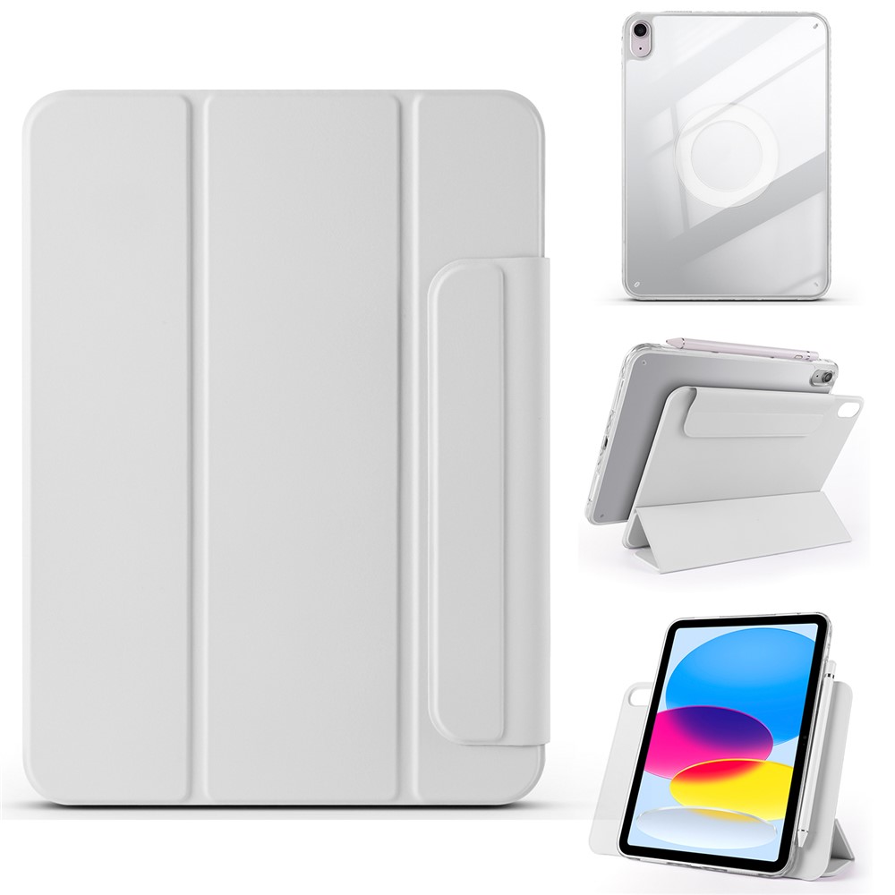 For iPad (2025)  /  10.9 (2022) Case Folding Stand Magnetic Leather Tablet Cover - Grey