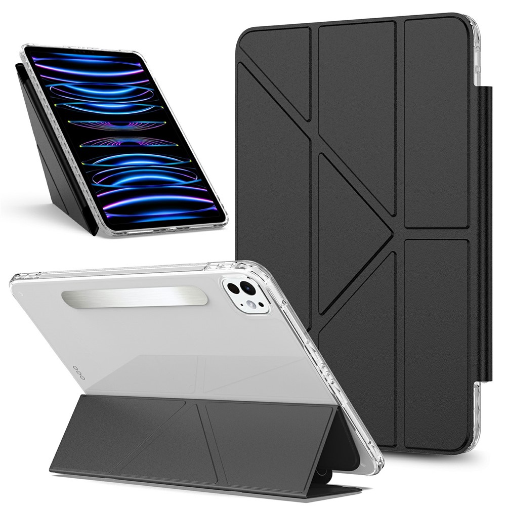 For iPad Pro 13 (2025) / 13 (2024) Tablet Case Stand Magnetic Detachable PU Leather Cover with Auto Wake / Sleep - Black