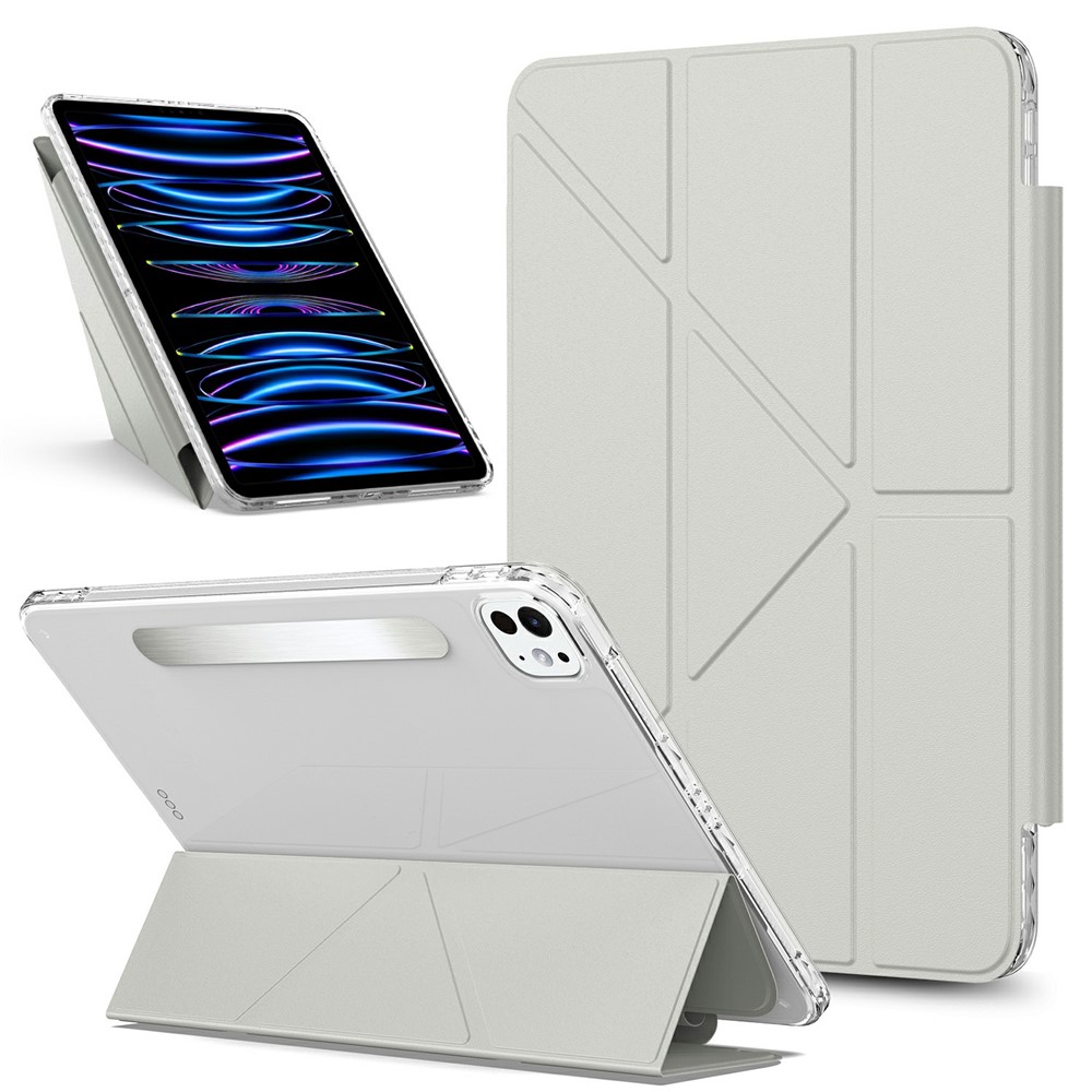 For iPad Pro 13 (2025) / 13 (2024) Tablet Case Stand Magnetic Detachable PU Leather Cover with Auto Wake / Sleep - Grey