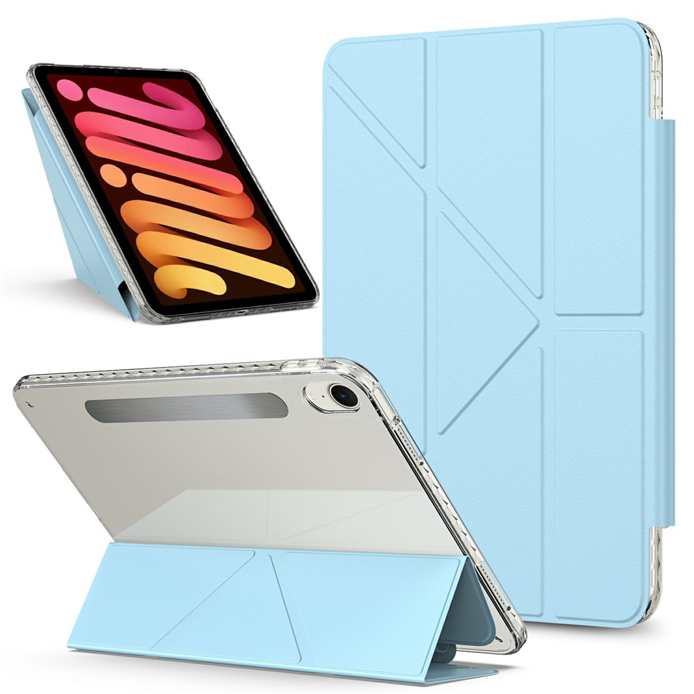 For iPad mini (2024)  /  (2021) Tablet Case Stand Magnetic Detachable PU Leather Cover with Auto Wake  /  Sleep - Baby Blue