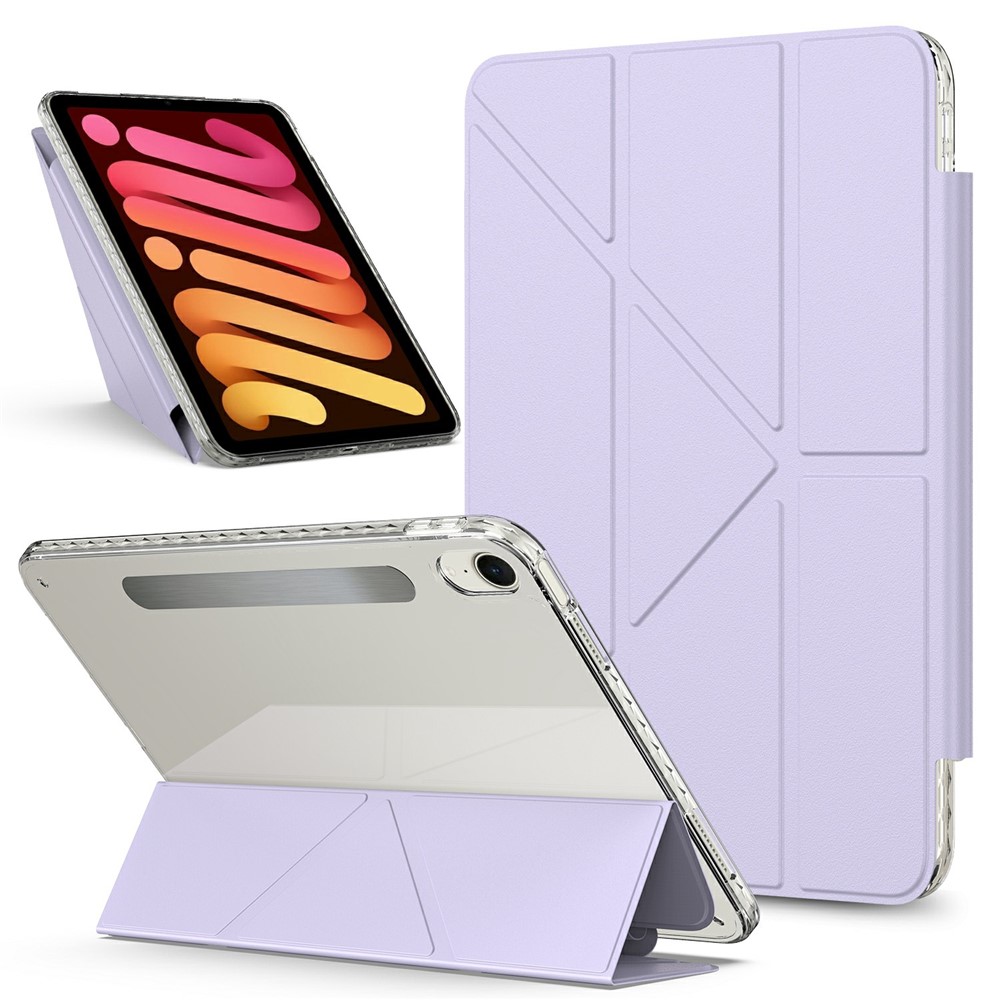 For iPad mini (2024)  /  (2021) Tablet Case Stand Magnetic Detachable PU Leather Cover with Auto Wake  /  Sleep - Purple
