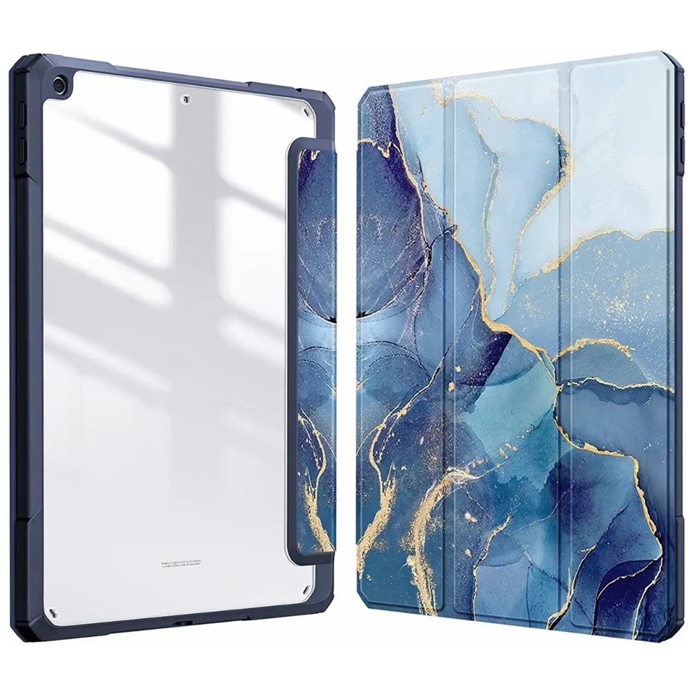 Tablet Case For iPad 10.2 (2021) / (2020) / (2019) / Air 10.5 inch (2019) Stand Pattern Printing Clear Acrylic Leather Cover - Wave Marble
