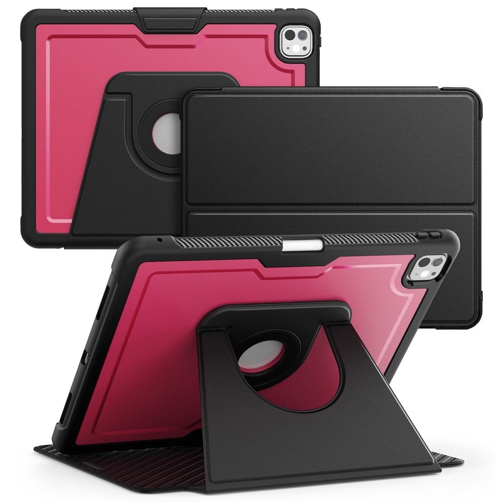 Tablet Case for iPad Pro 13 (2025) / 13 (2024) Detachable PC + TPU + PU Leather Flip Cover - Wine Red