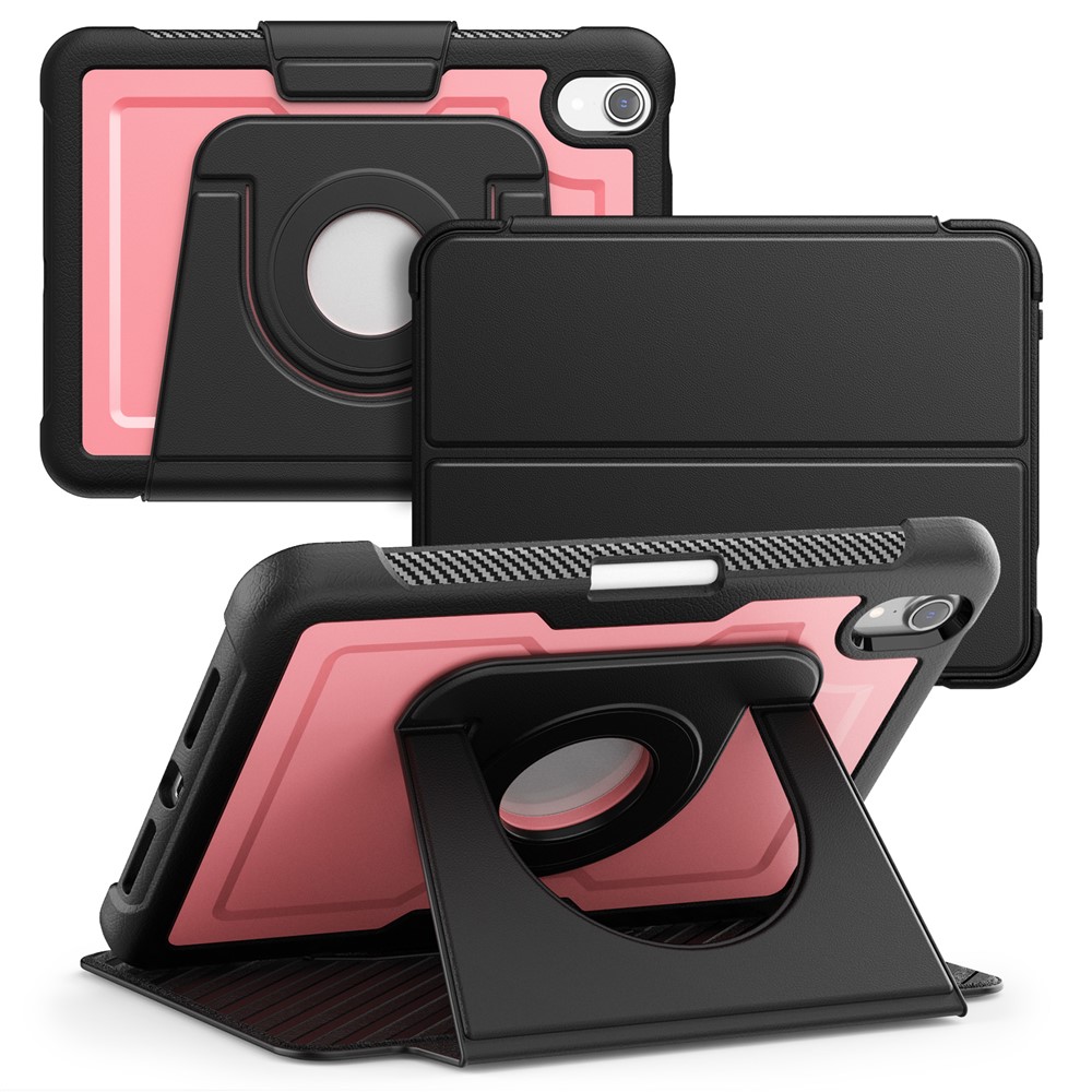 For iPad mini (2024)  /  (2021) Tablet Case Detachable PC + TPU + PU Leather Flip Cover - Pink