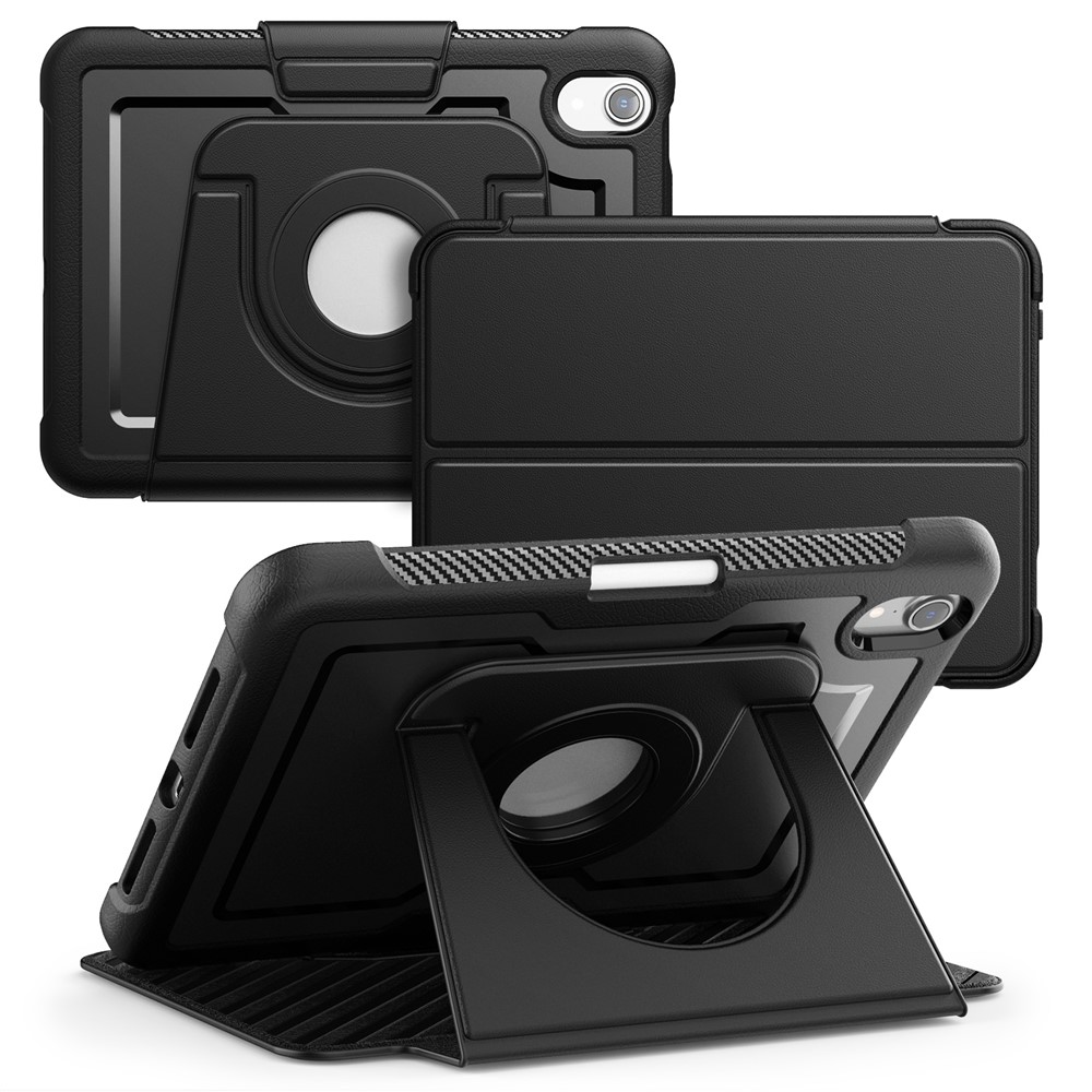 For iPad mini (2024)  /  (2021) Tablet Case Detachable PC + TPU + PU Leather Flip Cover - Black