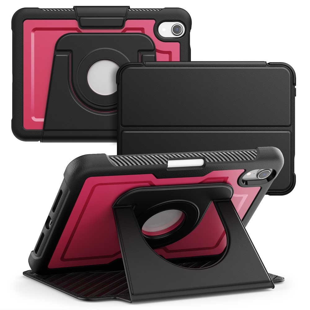 For iPad mini (2024)  /  (2021) Tablet Case Detachable PC + TPU + PU Leather Flip Cover - Wine Red