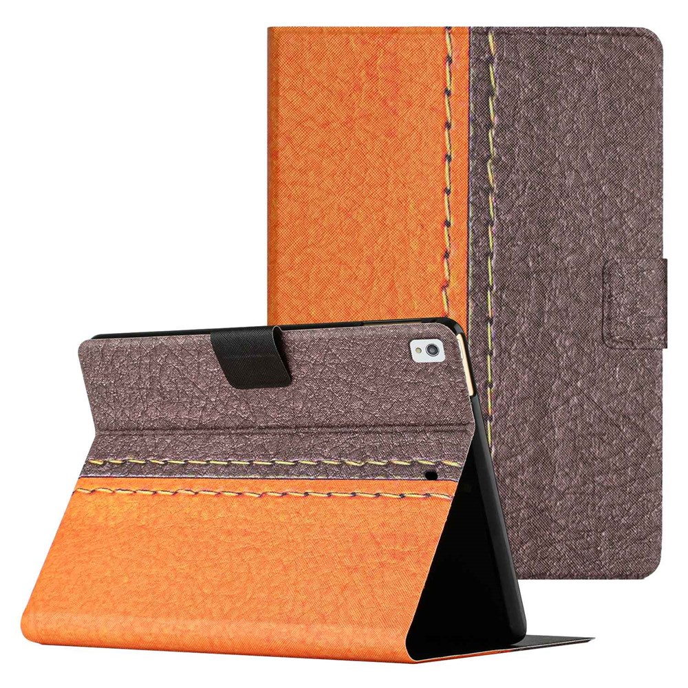 For iPad 10.2 (2021) / (2020) / iPad Air 10.5 inch (2019) Auto Wake / Sleep Tablet Case Bi-color Splicing PU Leather Stand Card Holder Cover - Orange