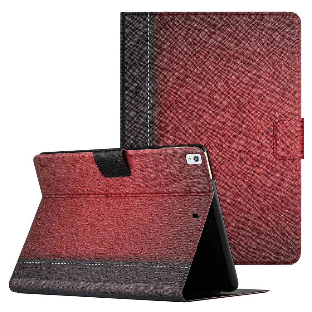 For iPad 10.2 (2021) / (2020) / iPad Air 10.5 inch (2019) Auto Wake / Sleep Tablet Case Bi-color Splicing PU Leather Stand Card Holder Cover - Red