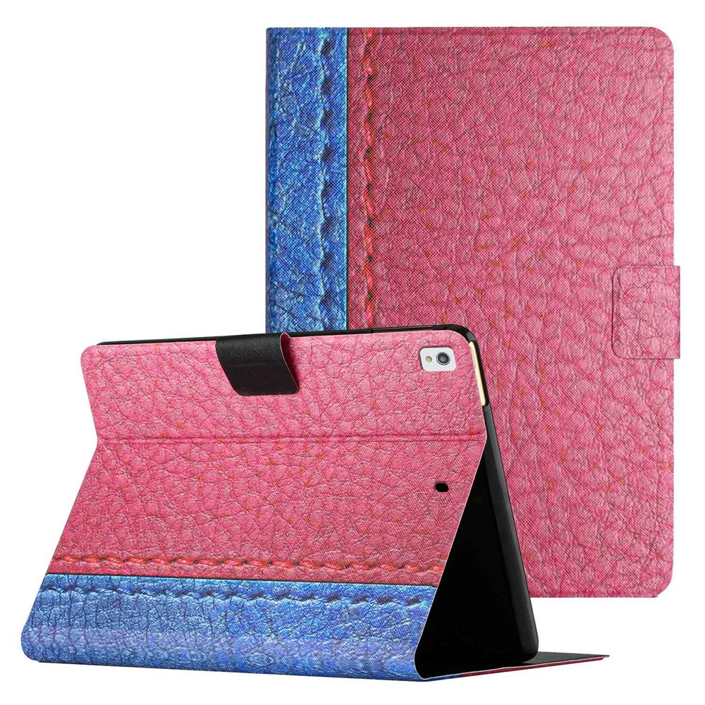 For iPad 10.2 (2021) / (2020) / iPad Air 10.5 inch (2019) Auto Wake / Sleep Tablet Case Bi-color Splicing PU Leather Stand Card Holder Cover - Rose