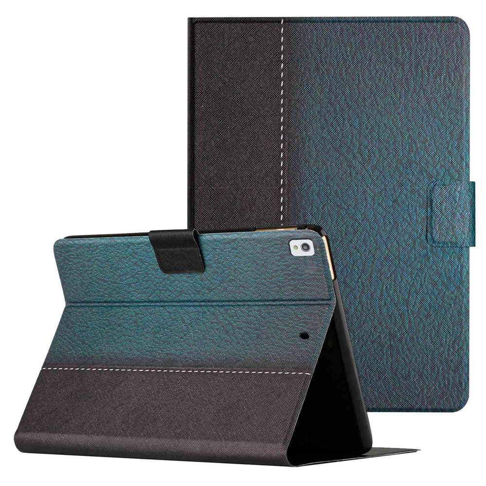 For iPad 10.2 (2021) / (2020) / iPad Air 10.5 inch (2019) Auto Wake / Sleep Tablet Case Bi-color Splicing PU Leather Stand Card Holder Cover - Green