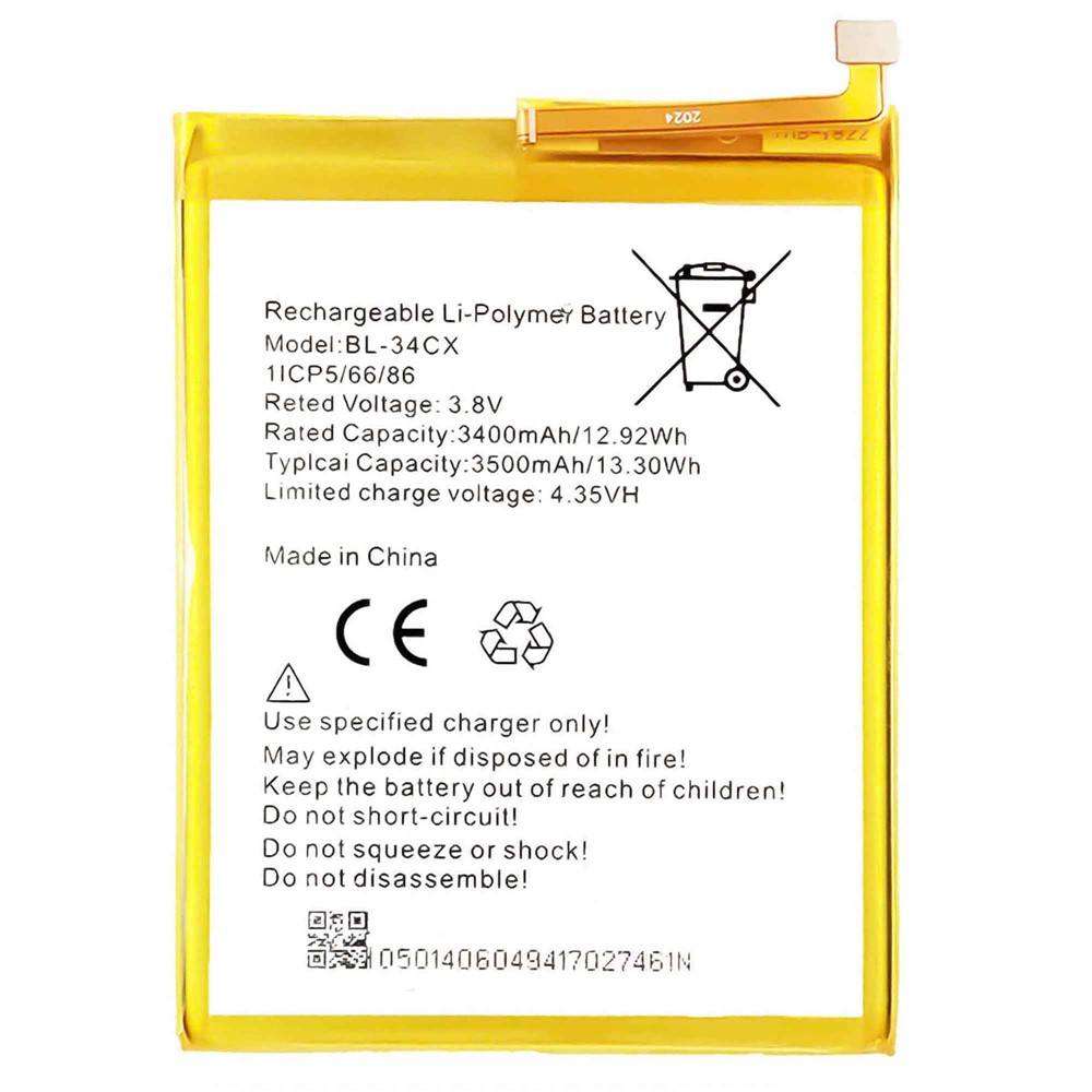 For Infinix Smart 3 Plus 3.80V 3400mAhLi-Polymer Battery Assembly Part (Encode: BL-34CX) (without Logo)-1