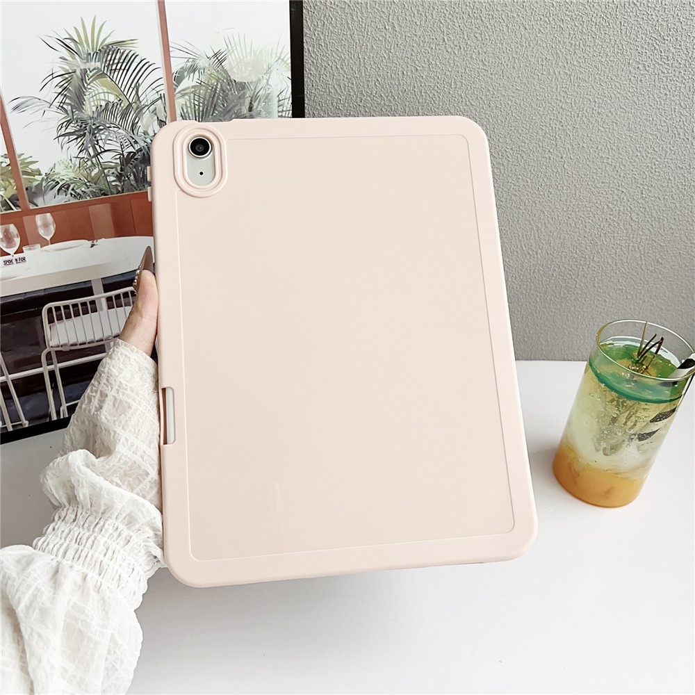 For iPad 10.9 (2022) Case Solid Color TPU Tablet Cover with Pencil Holder - Pink