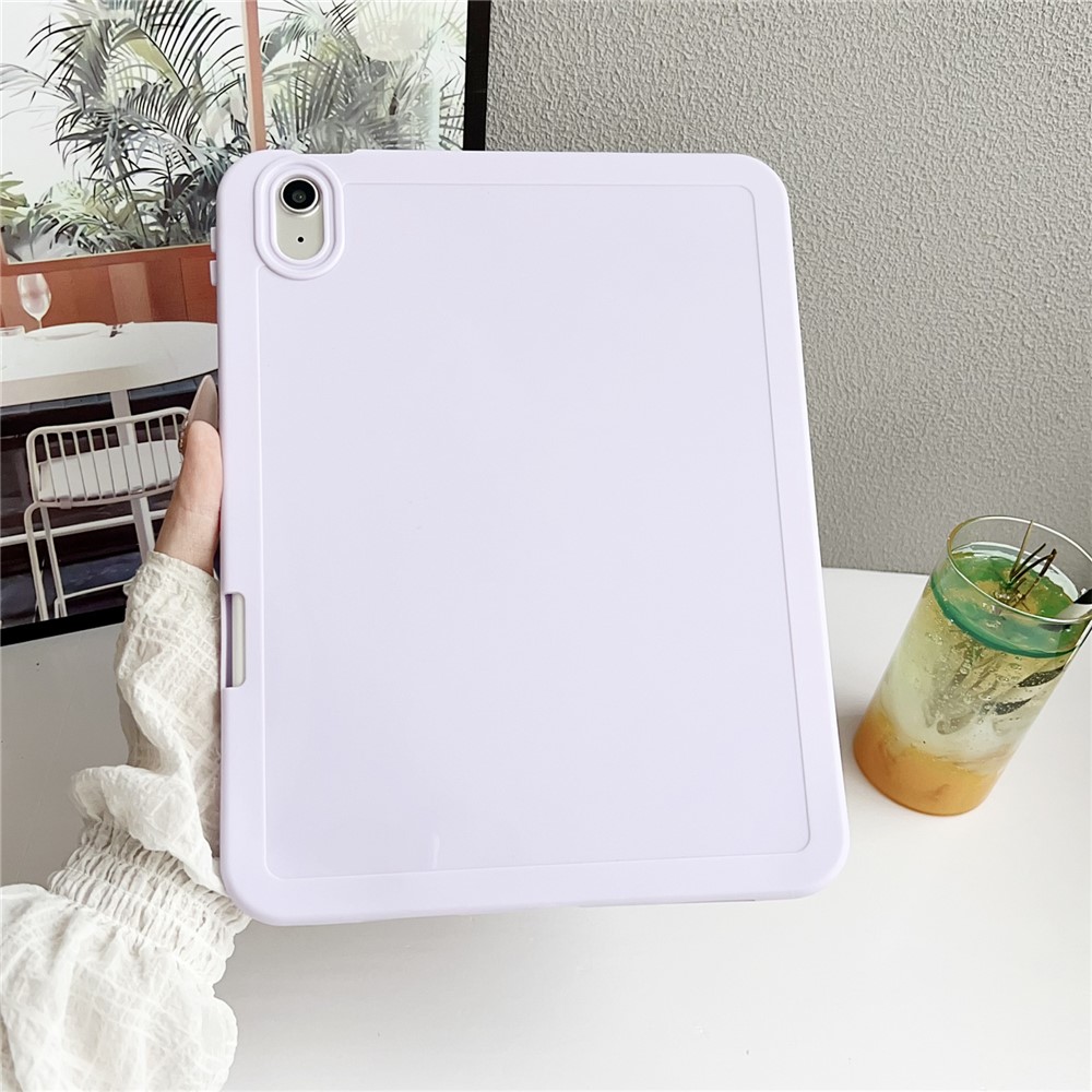 For iPad 10.9 (2022) Case Solid Color TPU Tablet Cover with Pencil Holder - Purple