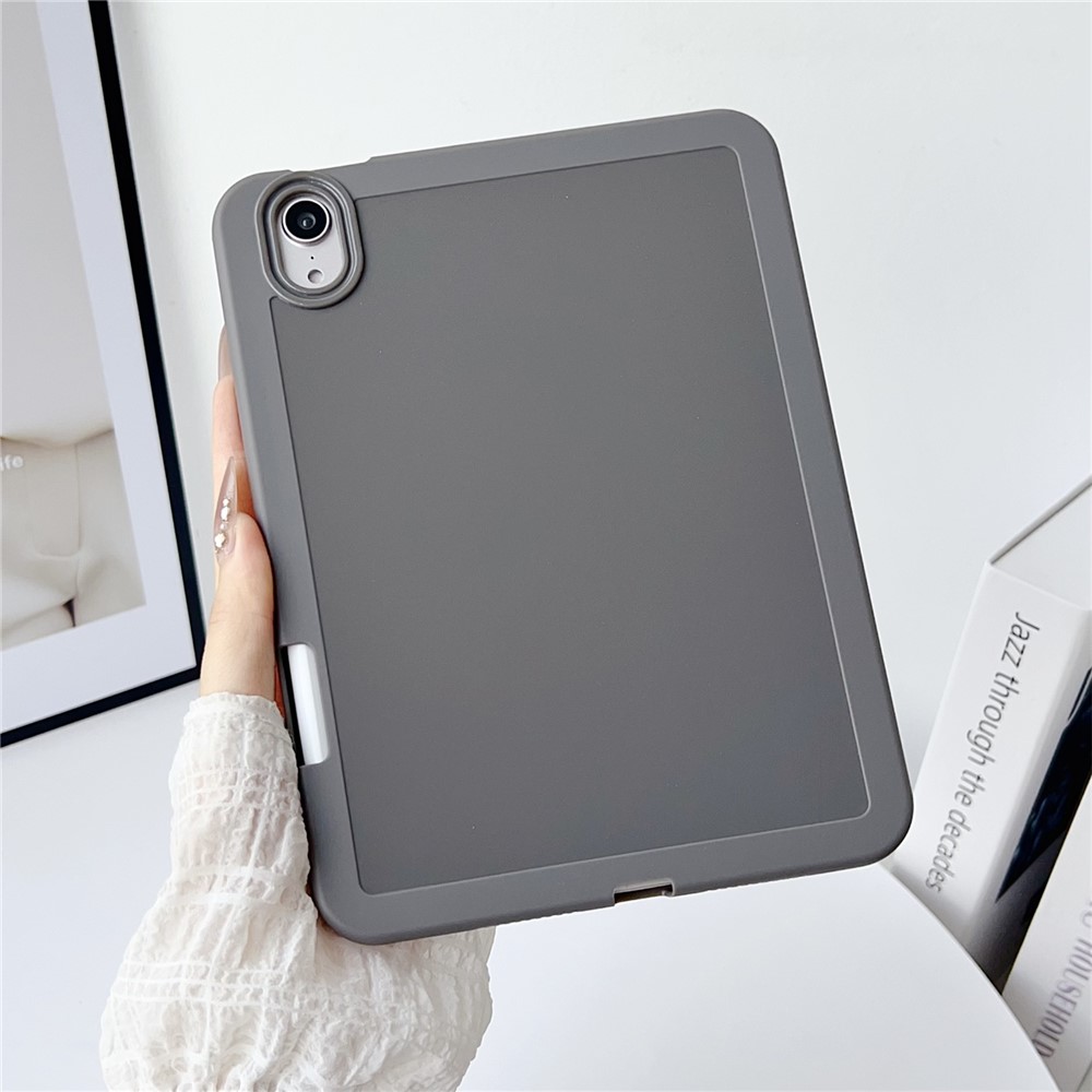 For iPad mini (2024) / (2021) Case Solid Color TPU Tablet Cover with Pencil Holder - Grey