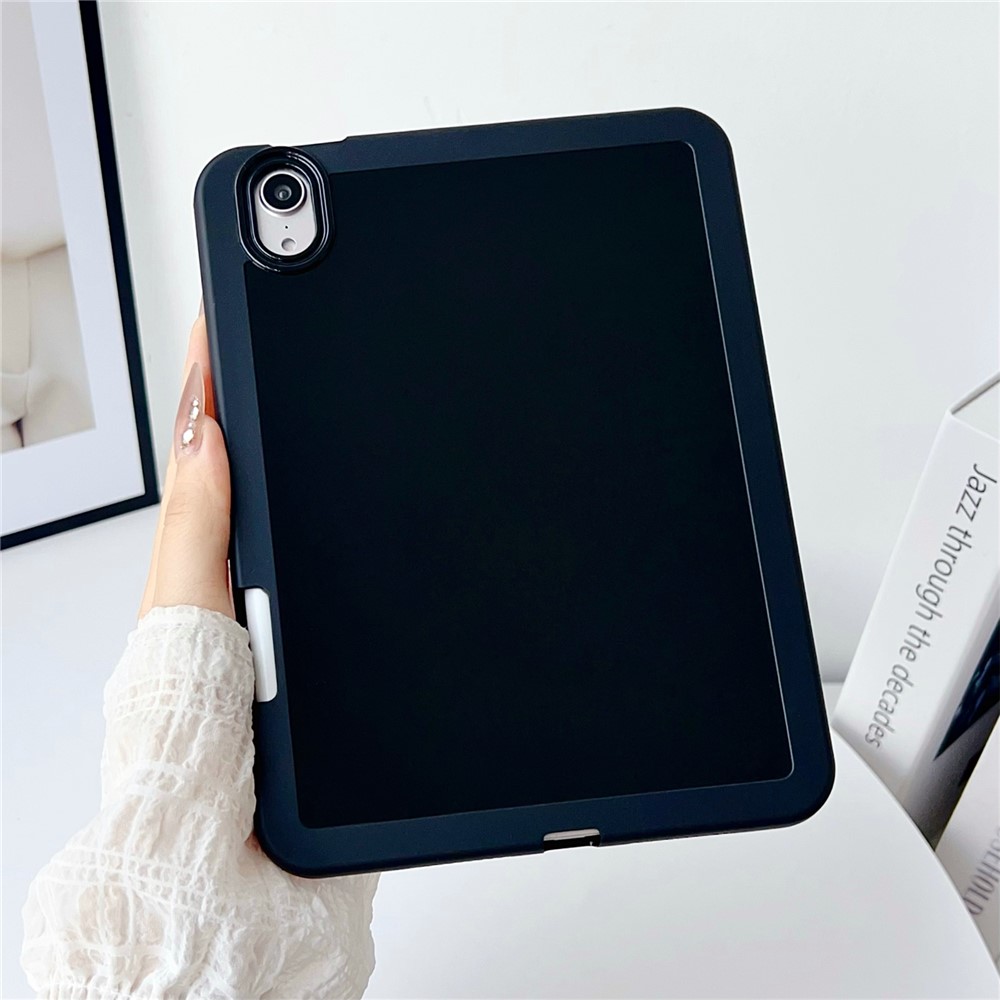 For iPad mini (2024) / (2021) Case Solid Color TPU Tablet Cover with Pencil Holder - Black
