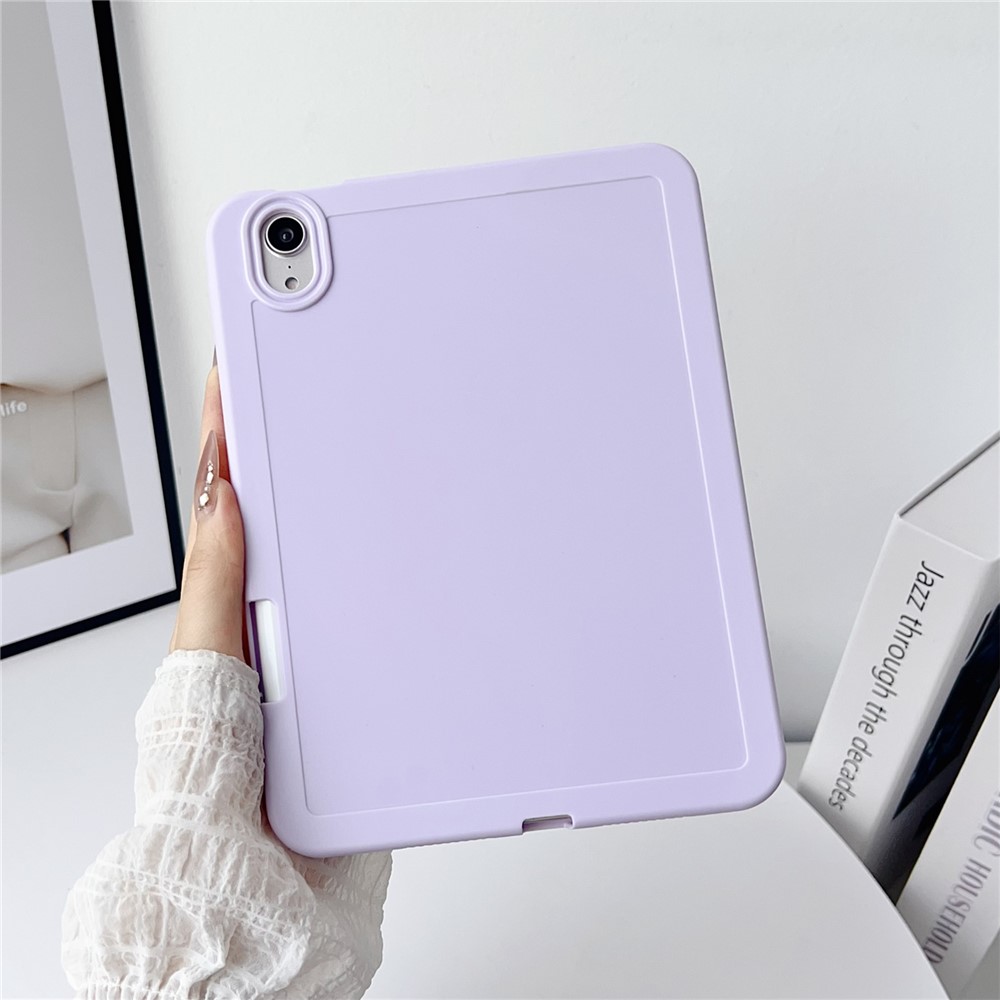 For iPad mini (2024) / (2021) Case Solid Color TPU Tablet Cover with Pencil Holder - Purple