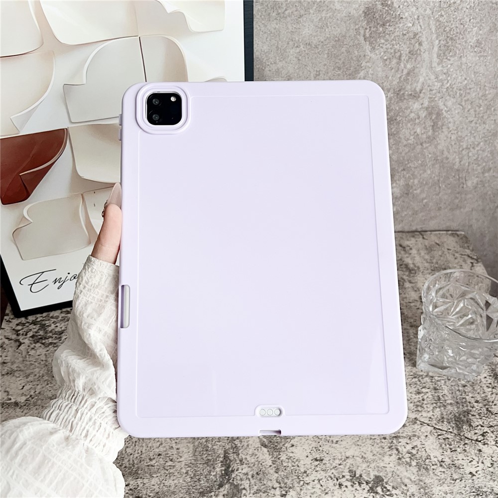 Tablet Case For iPad Pro 11 (2022) / (2021) / (2020) , Solid Color TPU Cover with Pencil Holder - Purple