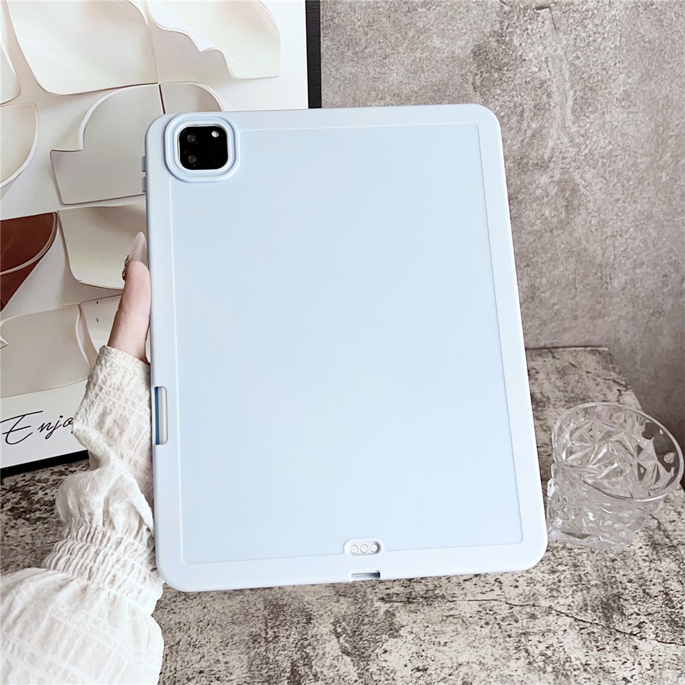 Tablet Case For iPad Pro 11 (2022) / (2021) / (2020) , Solid Color TPU Cover with Pencil Holder - Blue