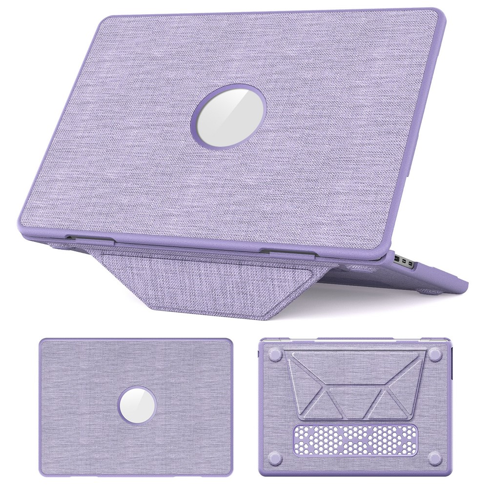 Laptop Case for MacBook Air 13 inch (2026) A3449 / (2025) A3240 / (2024) A3113 / (2022) A2681 PC TPU Cloth Shockproof Cover with Logo View / Kickstand - Purple