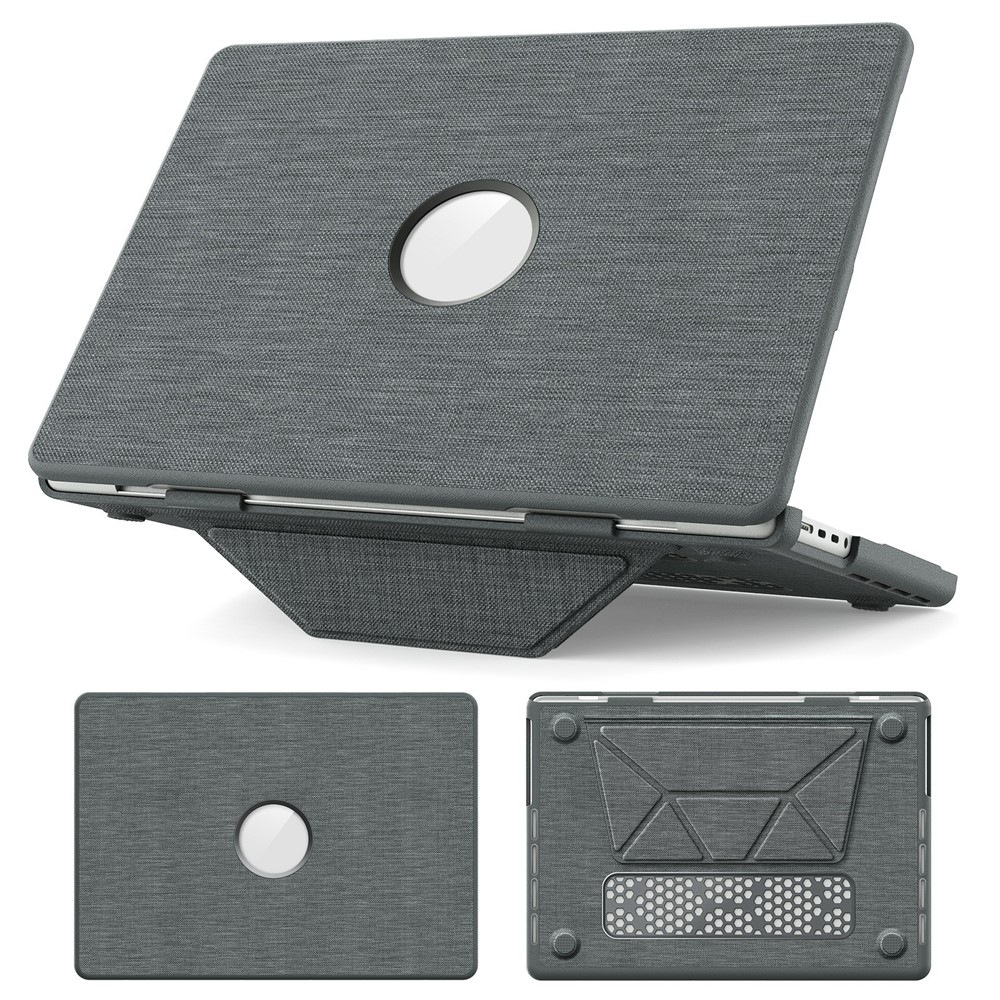 Laptop Case for MacBook Pro 14 inch (2026) A3427 A3426 / (2025) A3434 A3112 A3185 A3401 / (2024) A2918 A2992 / (2023) A2779 / (2022) / (2021) A2442 Kickstand Cover with Logo View - Grey