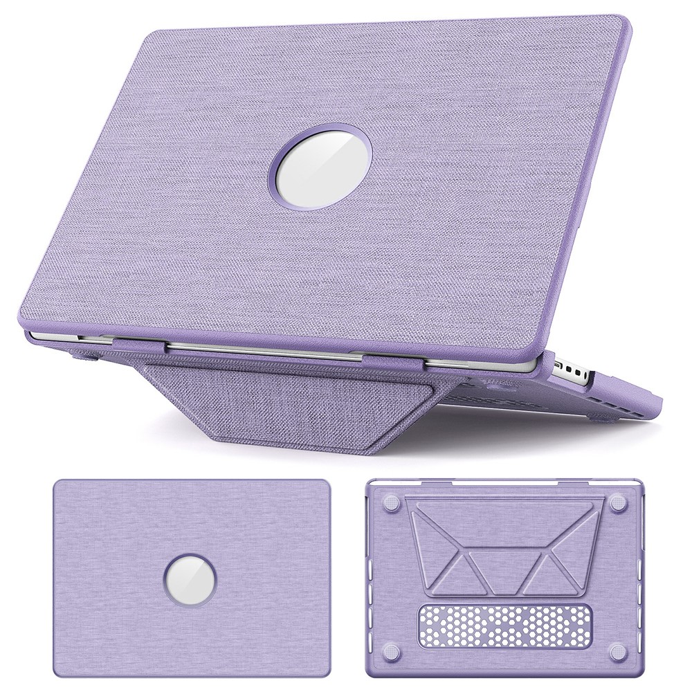 Laptop Case for MacBook Pro 14 inch (2026) A3427 A3426 / (2025) A3434 A3112 A3185 A3401 / (2024) A2918 A2992 / (2023) A2779 / (2022) / (2021) A2442 Kickstand Cover with Logo View - Purple