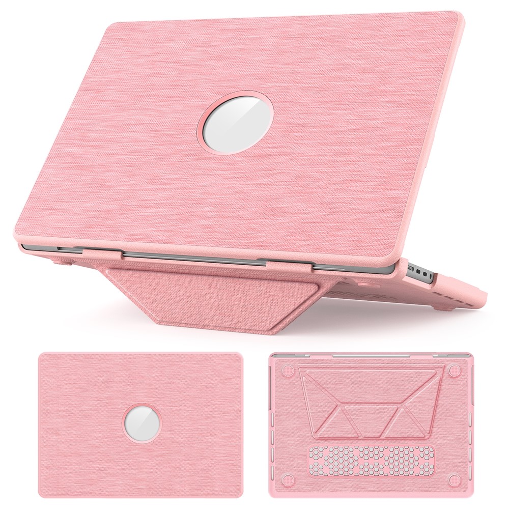 Laptop Case for MacBook Pro 14 inch (2026) A3427 A3426 / (2025) A3434 A3112 A3185 A3401 / (2024) A2918 A2992 / (2023) A2779 / (2022) / (2021) A2442 Kickstand Cover with Logo View - Pink