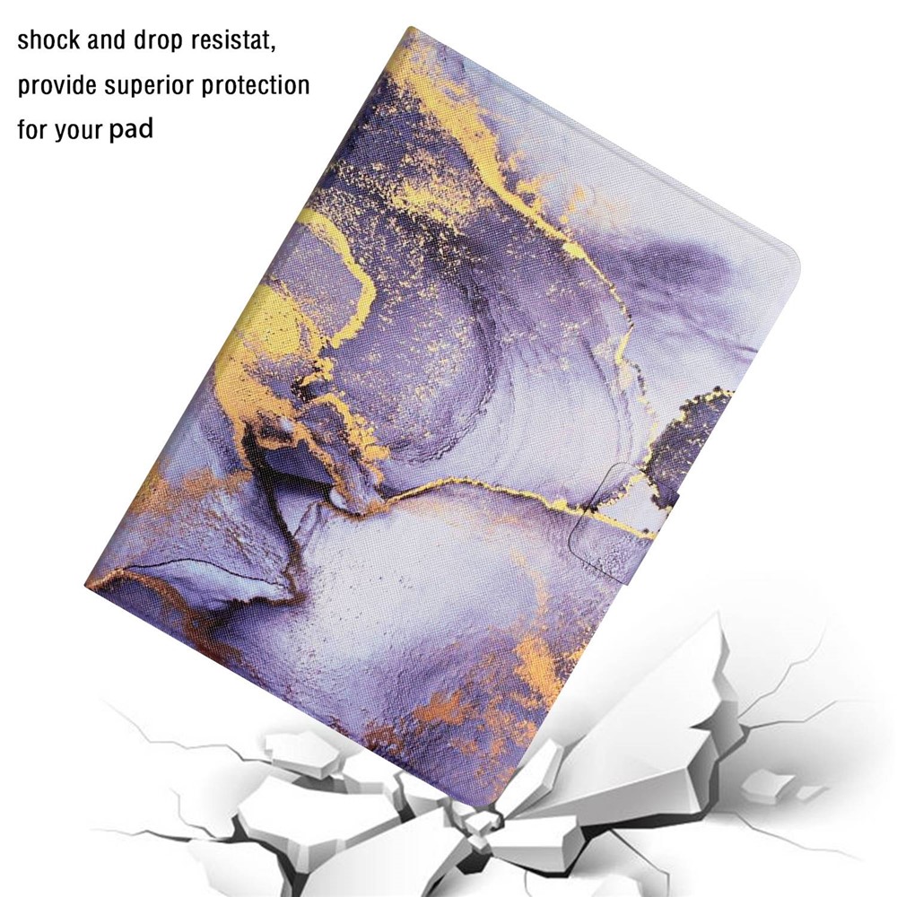 For Amazon Kindle Paperwhite 5 (2021) Card Holder Foldable Stand Tablet Case Marble Pattern Auto Wake / Sleep Leather Cover - Purple Marble-4