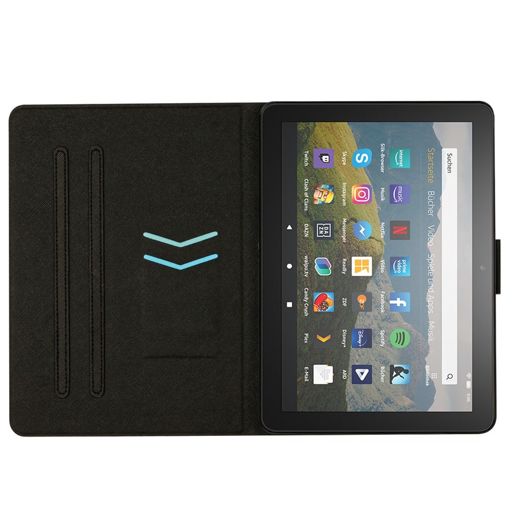 For Amazon Fire HD 10 (2021) / HD 10 Plus (2021) Marble Pattern Printing PU Leather Tablet Cover with Card Holder and Stand - Splicing Marble-2