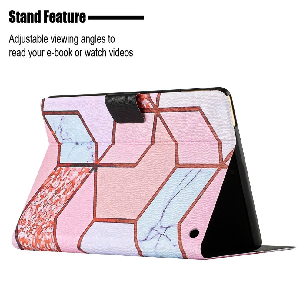 For Amazon Fire HD 10 (2021) / HD 10 Plus (2021) Marble Pattern Printing PU Leather Tablet Cover with Card Holder and Stand - Splicing Marble-3