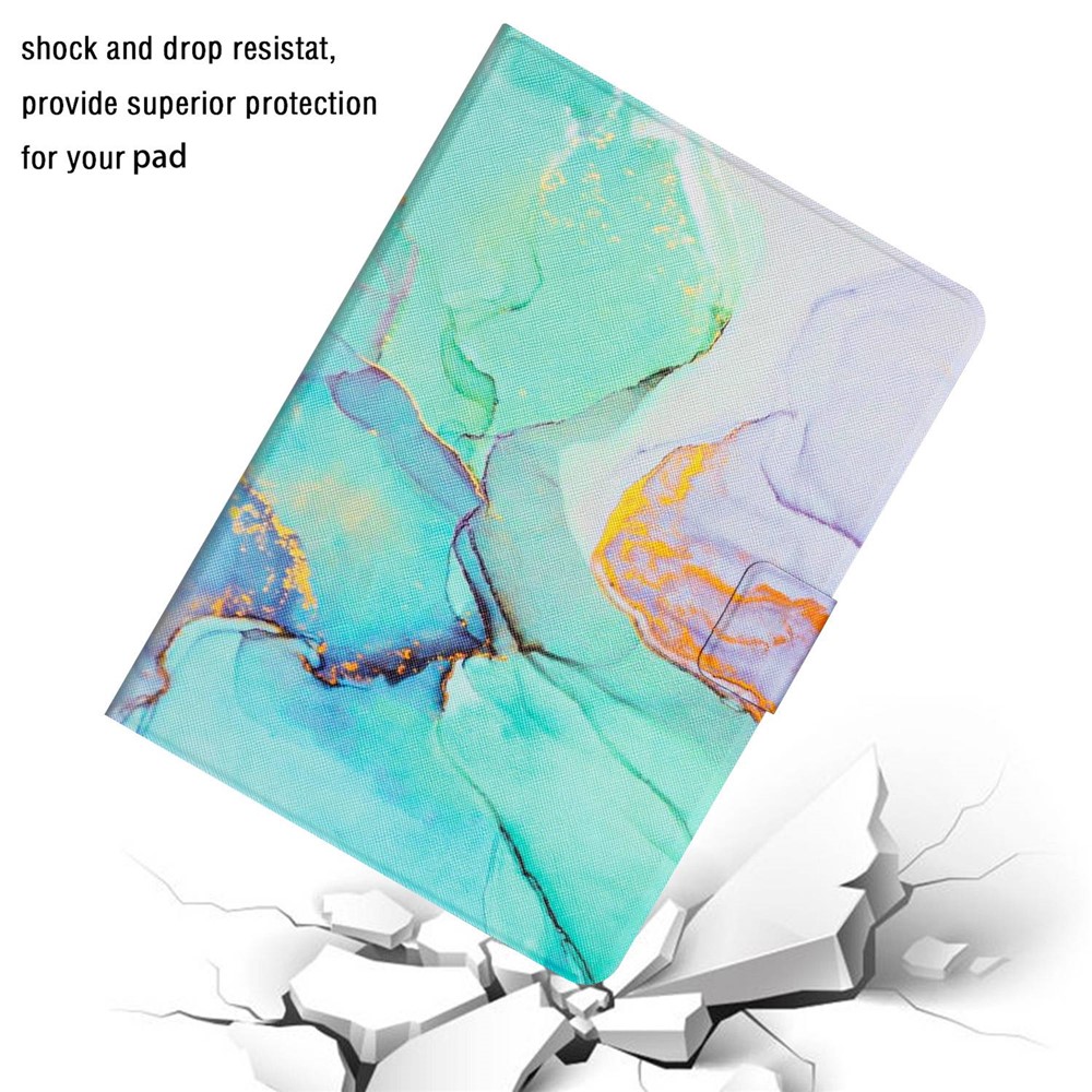 For Lenovo Tab M10 TB-X605F / X505 Adjustable Stand Marble Pattern Tablet Cover PU Leather Card Holder Anti-scratch Case - Green Marble-4