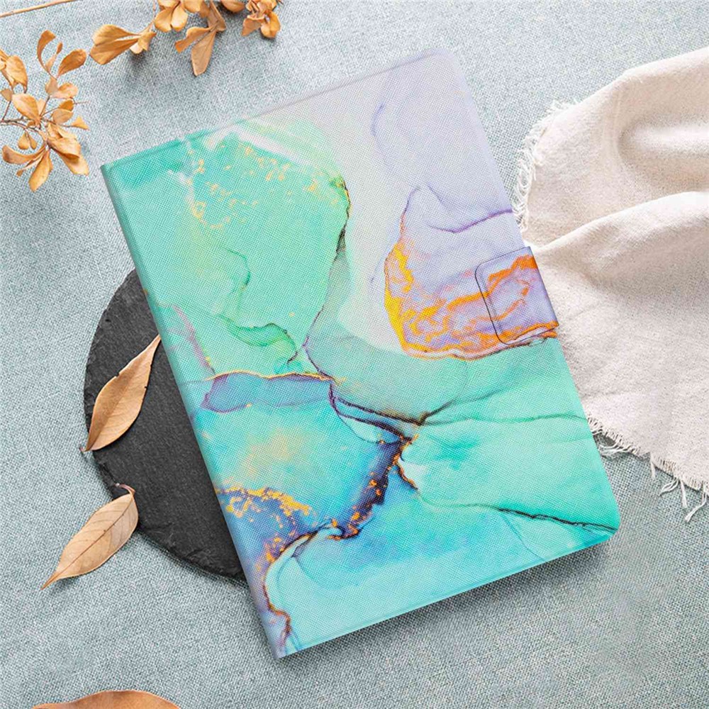 For Lenovo Tab M10 TB-X605F / X505 Adjustable Stand Marble Pattern Tablet Cover PU Leather Card Holder Anti-scratch Case - Green Marble-5