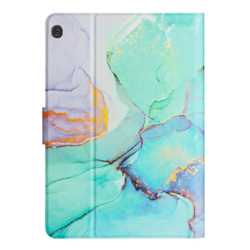 For Lenovo Tab M10 TB-X605F / X505 Adjustable Stand Marble Pattern Tablet Cover PU Leather Card Holder Anti-scratch Case - Green Marble-7