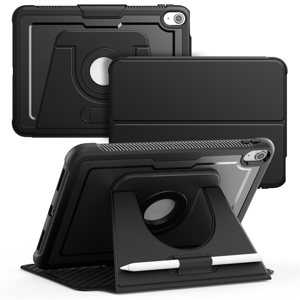 For iPad (2025) / 10.9 (2022) Tablet Case Detachable PC + TPU + PU Leather Flip Cover - Black