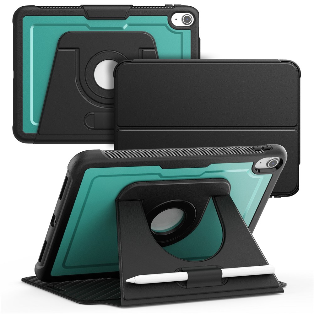 For iPad (2025) / 10.9 (2022) Tablet Case Detachable PC + TPU + PU Leather Flip Cover - Dark Green