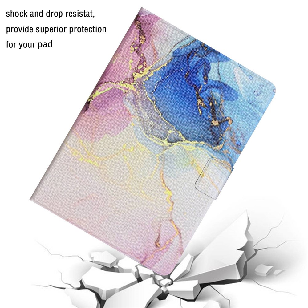 For Lenovo Tab M10 Plus TB-X606F Stand Card Holder Marble Pattern Case PU Leather Magnetic Clasp Tablet Cover with Auto Wake / Sleep - Pink Blue Marble-4