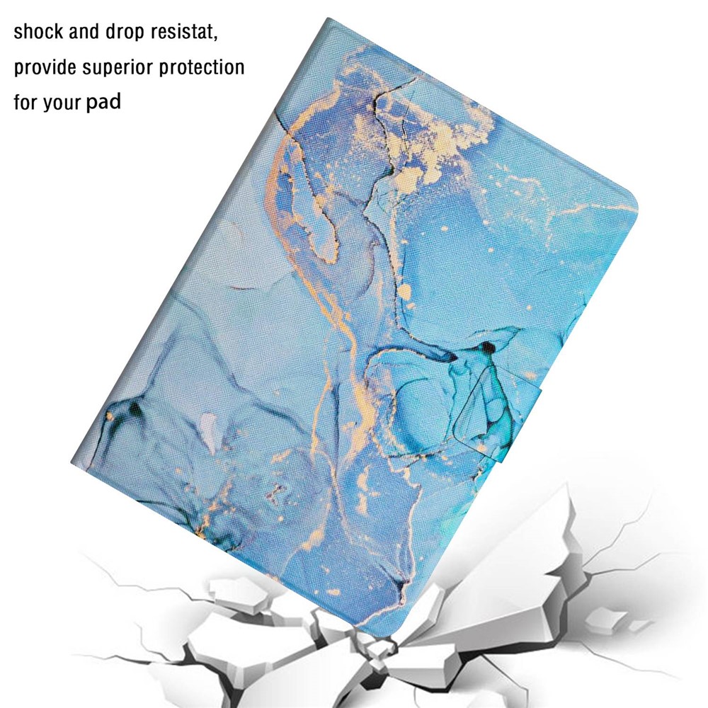 For Lenovo Tab M10 (Gen 3) Marble Pattern Full Protection Stand Tablet Case PU Leather Card Holder Shell with Auto Wake / Sleep - Blue Marble-4