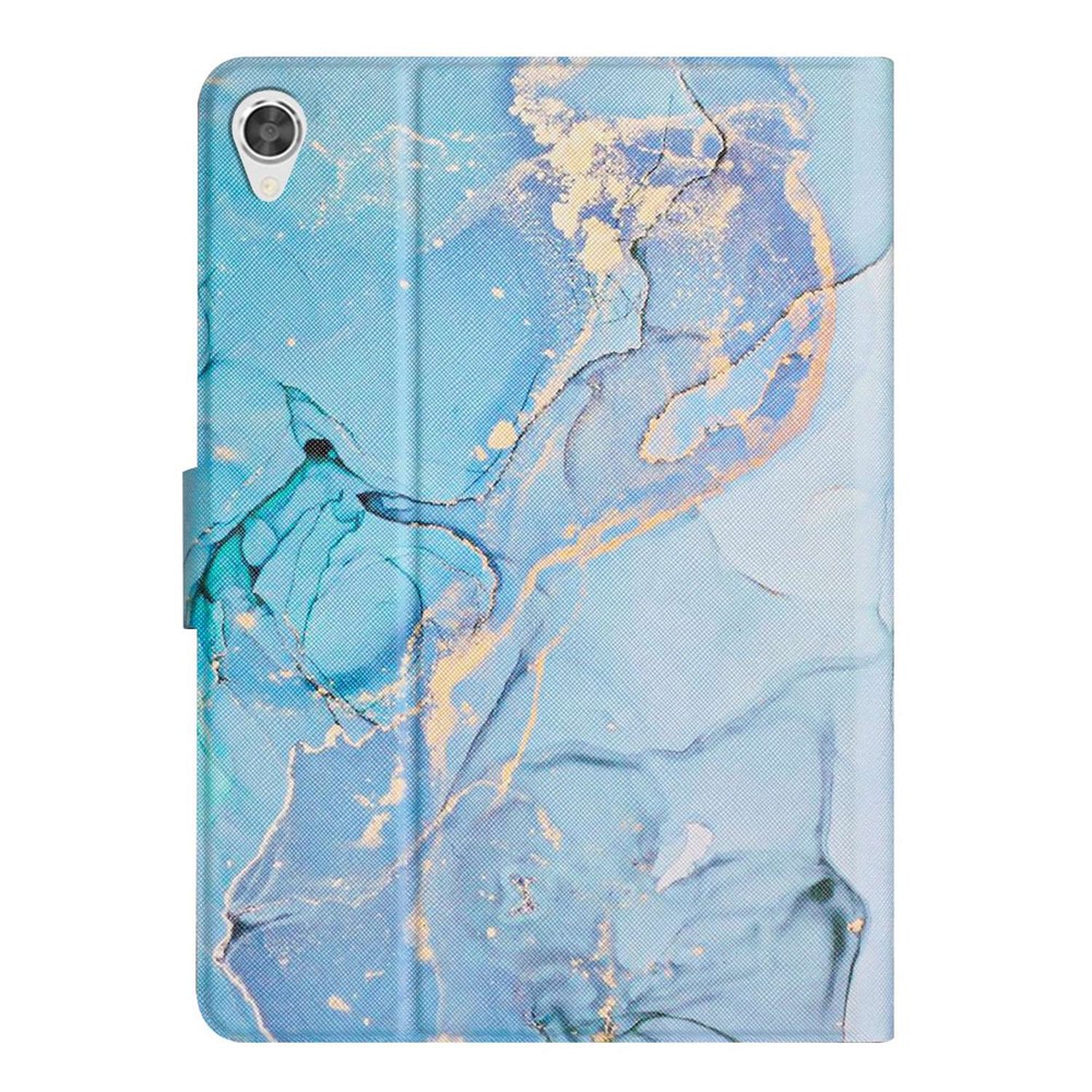 For Lenovo Tab M10 (Gen 3) Marble Pattern Full Protection Stand Tablet Case PU Leather Card Holder Shell with Auto Wake / Sleep - Blue Marble-7