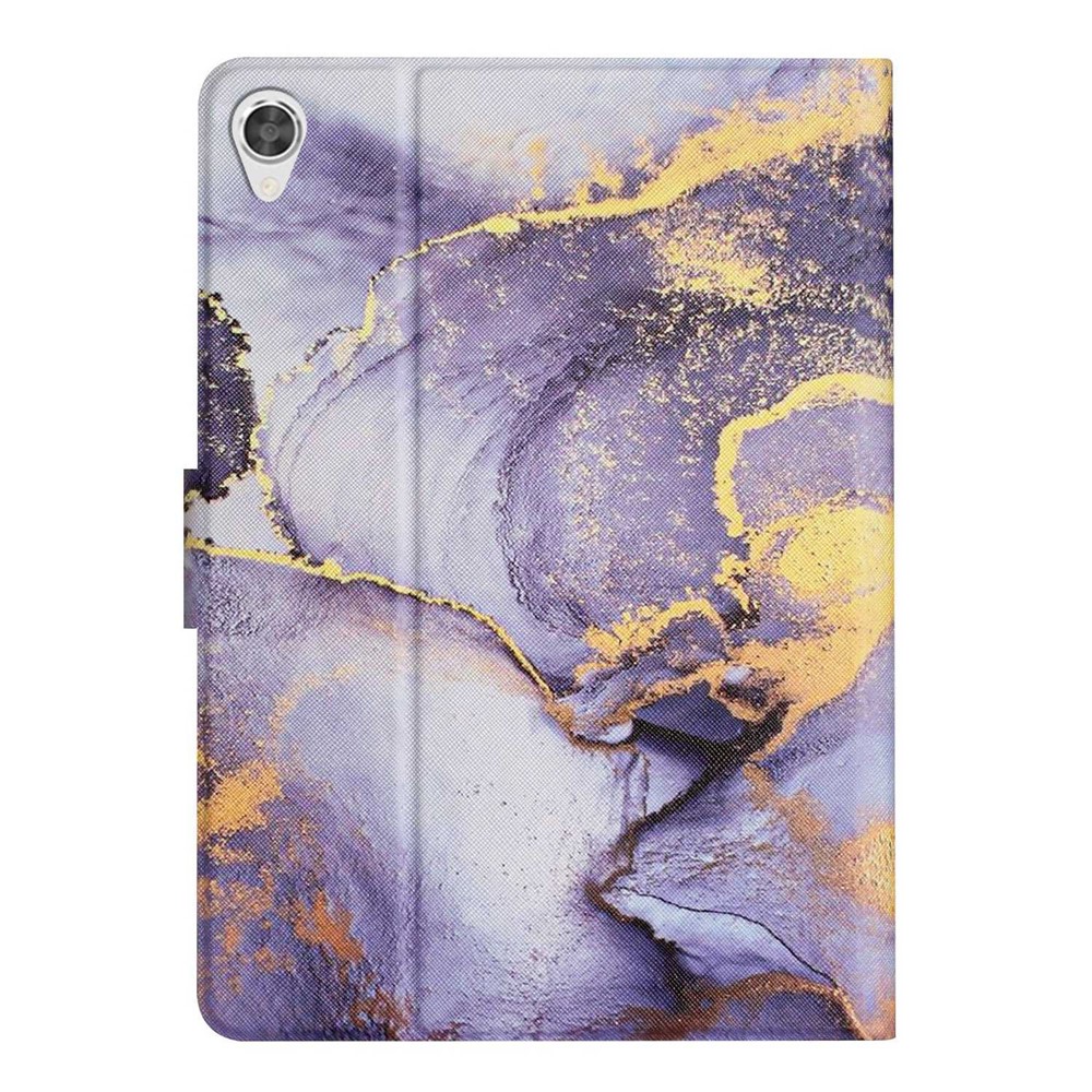 For Lenovo Tab M10 HD Gen 2 X306X Marble Pattern Protective Case PU Leather + TPU Stand Tablet Cover with Card Holder and Auto Wake / Sleep - Purple Marble-7