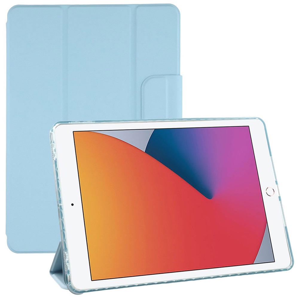 Tablet Case For iPad 10.2 (2021)  /  (2020)  /  (2019)  /  Air 10.5 inch (2019) Folding Stand Magnetic Leather Cover - Baby Blue