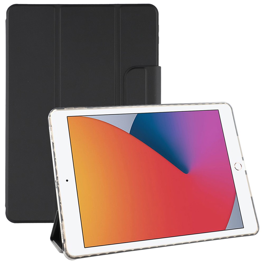 Tablet Case For iPad 10.2 (2021) / (2020) / (2019) / Air 10.5 inch (2019) Folding Stand Magnetic Leather Cover - Black