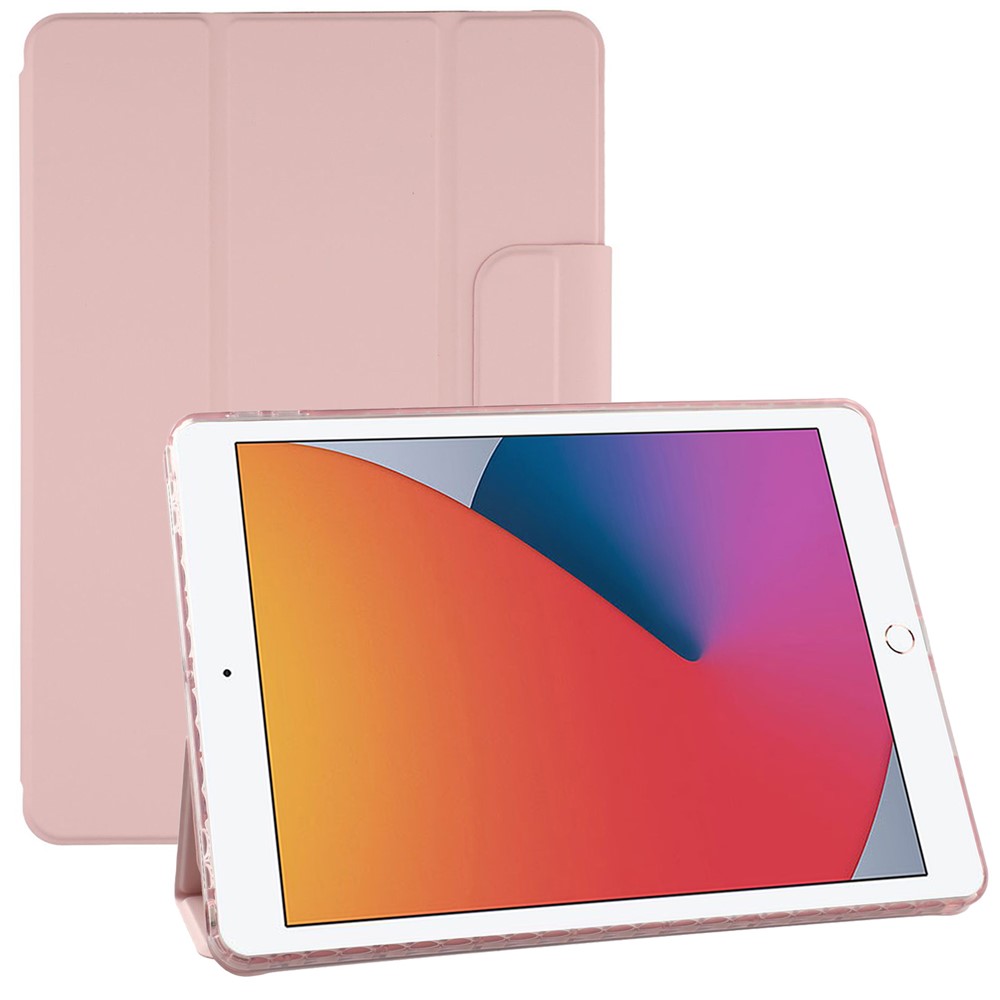 Tablet Case For iPad 10.2 (2021) / (2020) / (2019) / Air 10.5 inch (2019) Folding Stand Magnetic Leather Cover - Pink