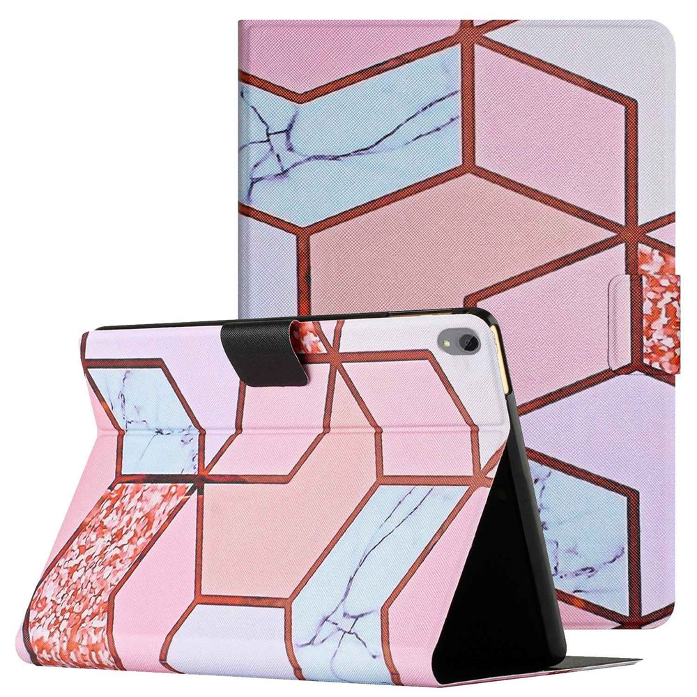 For Lenovo Tab P11 J606F Auto Wake / Sleep Tablet Case Marble Pattern PU Leather Cover with Card Holder Stand - Splicing Marble-1