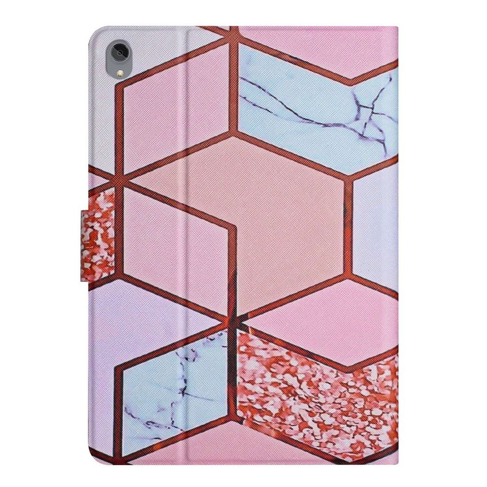 For Lenovo Tab P11 J606F Auto Wake / Sleep Tablet Case Marble Pattern PU Leather Cover with Card Holder Stand - Splicing Marble-7