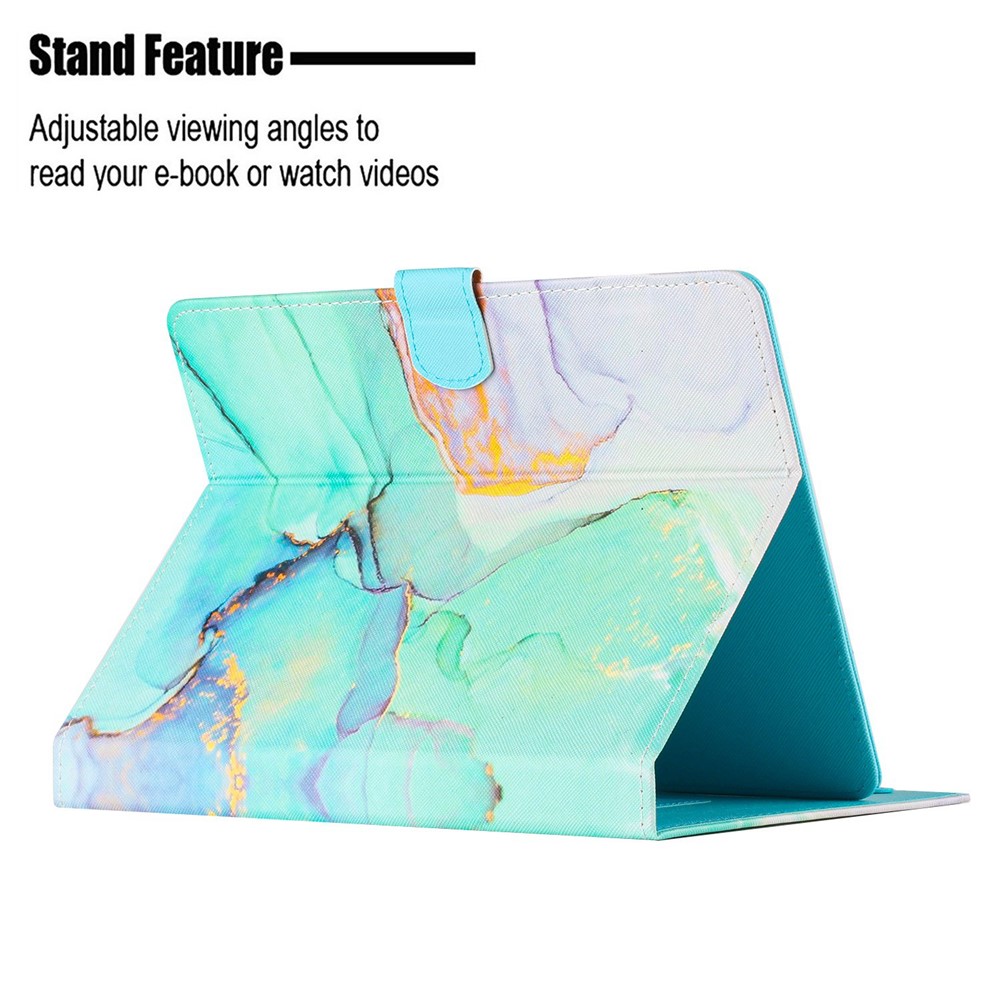 Stitching Marble Pattern Universal Tablet Cover for 8-inch Tablet, Stand Card Holder PU Leather Case - Green Marble-3