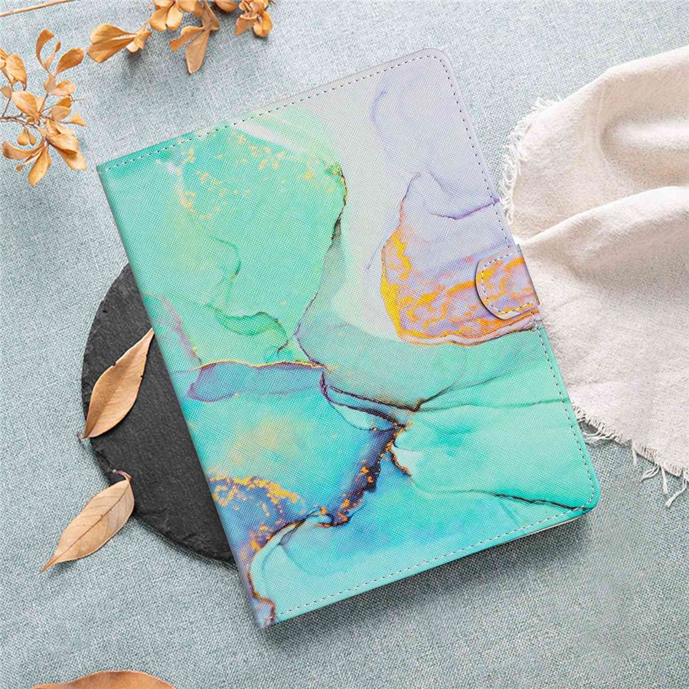 Stitching Marble Pattern Universal Tablet Cover for 8-inch Tablet, Stand Card Holder PU Leather Case - Green Marble-5