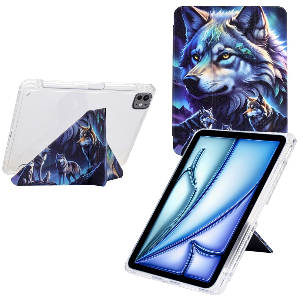 Tablet Case For iPad Air 11 (2025) / (2024) / Air (2022) / (2020) / Pro 11 (2022) / (2021) / (2020) / (2018) , Pattern Leather + Acrylic Cover - Phantom Wolf