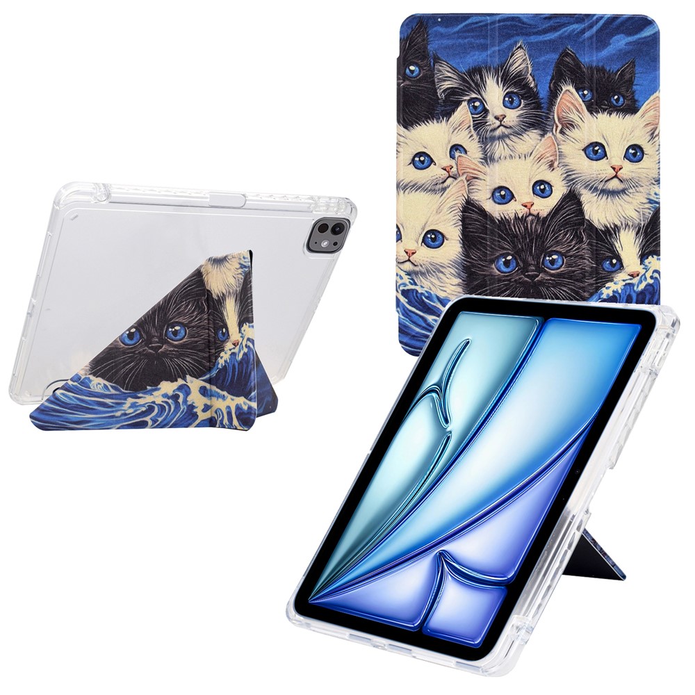Tablet Case For iPad Air 11 (2025) / (2024)  / Air (2022) / (2020) / Pro 11 (2022) / (2021) / (2020) / (2018) , Pattern Leather + Acrylic Cover - Cats